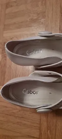Gabor Mary Jane Pumps Damen Elegant Leder Knopf Absatz 8cm Beige Gr. 40.5 5