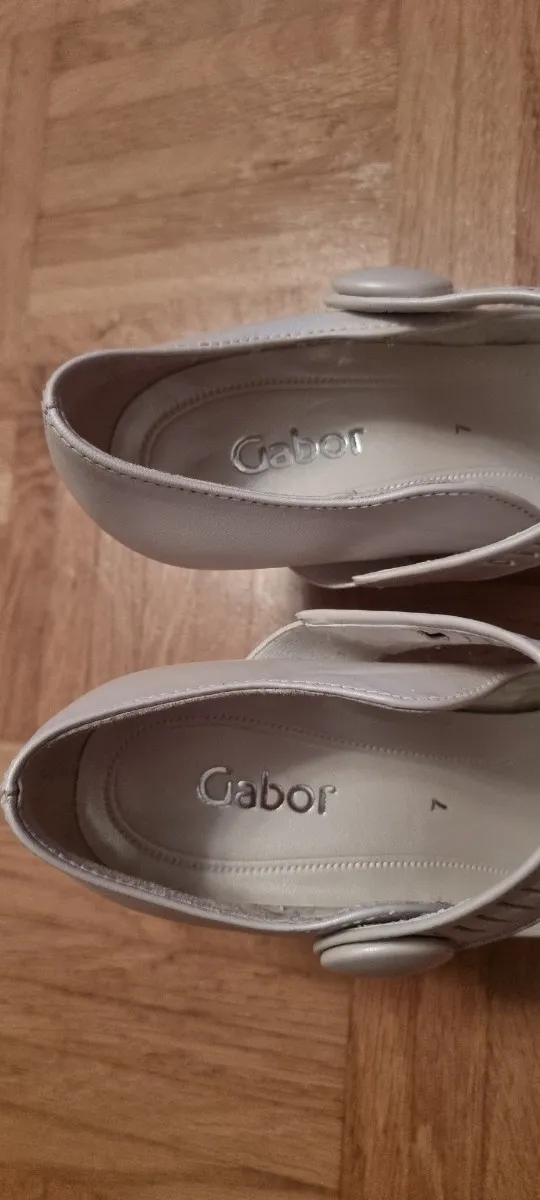 Gabor Mary Jane Pumps Damen Elegant Leder Knopf Absatz 8cm Beige Gr. 40.5 5