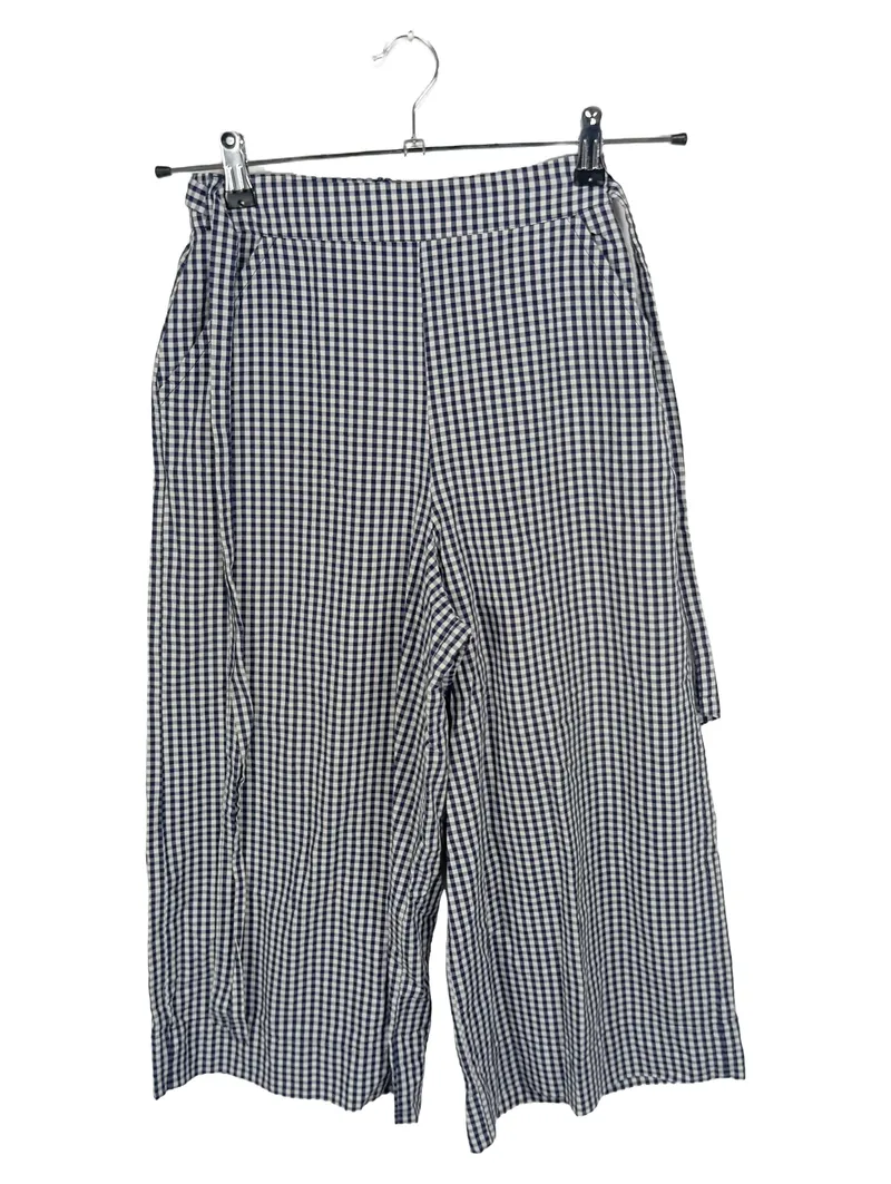 ARMEDANGELS Damen Stoffhose Culotte Gr. XS W26 Blau Kariert Sommer Casual 1