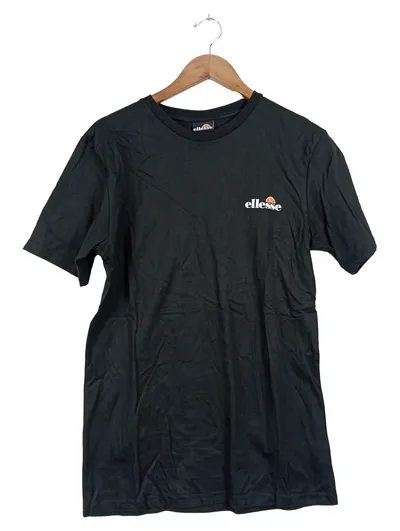 Ellesse Herren T-Shirt Schwarz Gr. M Logo Print Casual Kurzarm Baumwolle