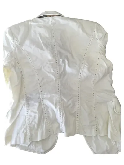 BLONDE NO.8 Damen Blazer Gr. 38 Weiß Modern Ellenbogenpatches