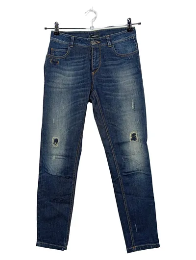 MAX&Co. Damen Mom Jeans Hose Destroyed Look Gr. 24/34 Blau