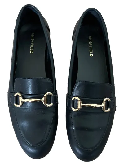 Anna Field Damen Slipper Loafer Gr. 37 Schwarz Klassisch mit Steigbügel