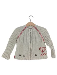 Catimini Strickjacke Kinder Mädchen Gr. 92 Beige mit Bären-Applikation 1