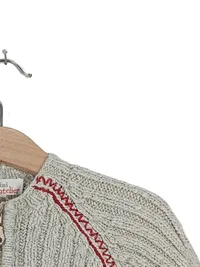 Catimini Strickjacke Kinder Mädchen Gr. 92 Beige mit Bären-Applikation 4