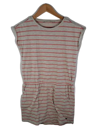 Markenlos Mädchen T-Shirt Kleid Gr. 176 gestreift beige Sommer Freizeitkleid