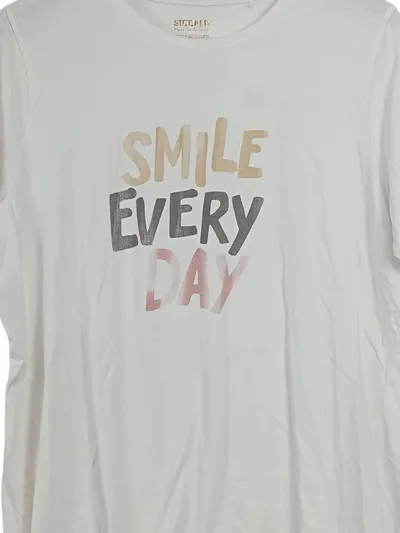 STOCKER Damen T-Shirt Gr. 48x50 Weiß Casual Baumwolle SMILE EVERY DAY Print