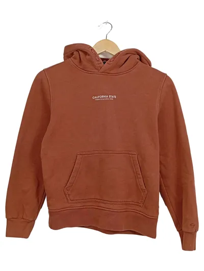 America Today Kinder Kapuzenpullover Gr. 140 Braun Schriftzug Freizeit