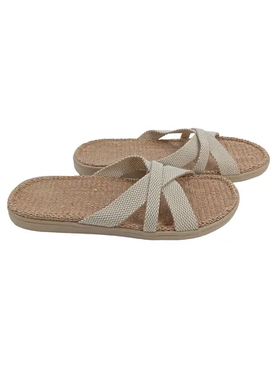 Lovelies Studio Damen Pantoletten Sandalen Gr. 37 Beige Geflochten