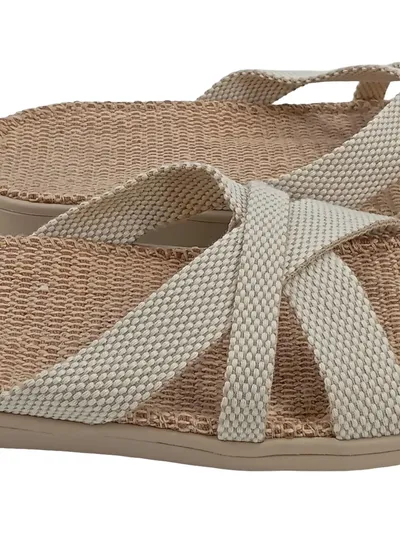 Lovelies Studio Damen Pantoletten Sandalen Gr. 37 Beige Geflochten