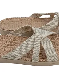 Lovelies Studio Damen Pantoletten Sandalen Gr. 37 Beige Geflochten 3