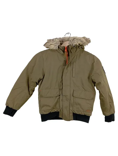 Bench Kinder Parka Winterjacke Gr. 128 Oliv Kunstfell Kapuze