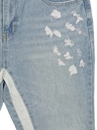 SUMWON Schlaghose Destroyed Jeans Damen Blau L Gestreift Streetwear