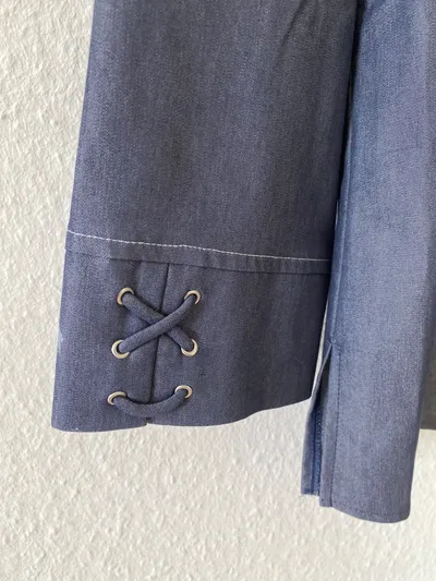 Frankenwälder Damen Hemdbluse Blau Gr. 44 Casual Langarm