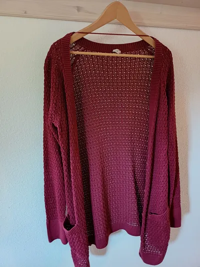 Q/S designed by Strickjacke Damen Gr. 40/L Rot Casual Lochmuster