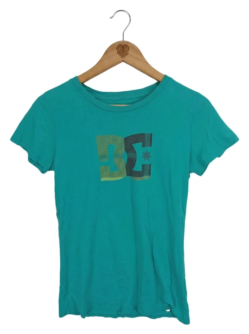 DC Shoes Damen T-Shirt Türkis Gr. 38/M Casual Logo-Print Kurzarm 1