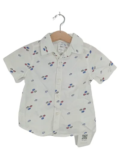 Carter's Jungen Kurzarmhemd Gr. 86 (18 Monate) Weiß mit Auto-Print Casual