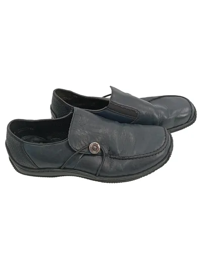 Rieker Damen Slipper Gr. 37 Blau Casual Leder Mokassin