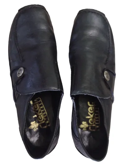 Rieker Damen Slipper Gr. 37 Blau Casual Leder Mokassin