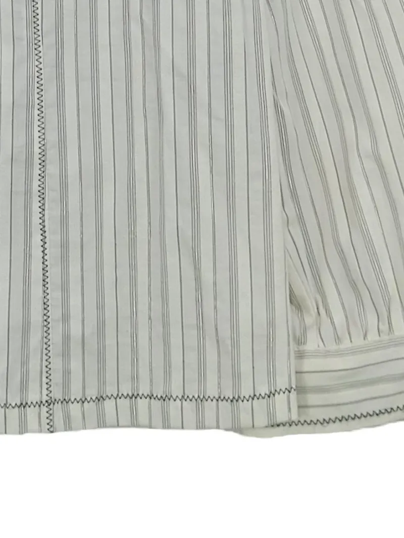Cavita Damen Hemdbluse Gr. 44 XXL Weiß Gestreift Rüschen Baumwolle 4