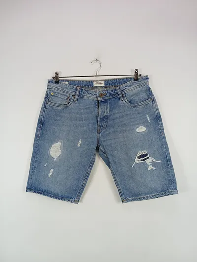 Jack & Jones Herren Jeans Shorts Destroyed Look Blau Gr. L W36