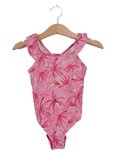 Noppies Mädchen Badeanzug Gr. 92 Flamingo Tiermotiv Rüschen Pink Sommer