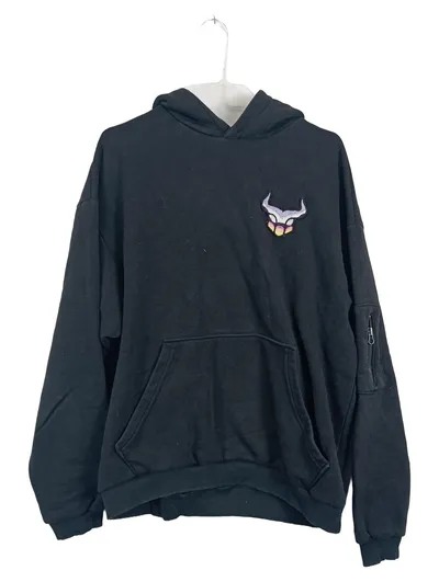 BARBOZA Herren Hoodie Kapuzenpullover Bullenkopf-Logo Schwarz Gr. 50;L