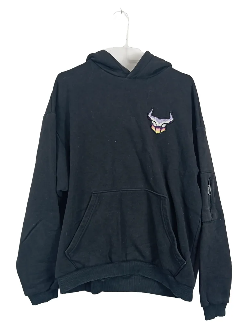 BARBOZA Herren Hoodie Kapuzenpullover Bullenkopf-Logo Schwarz Gr. 50;L 1
