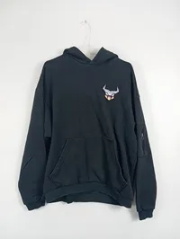BARBOZA Herren Hoodie Kapuzenpullover Bullenkopf-Logo Schwarz Gr. 50;L 2