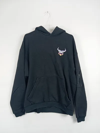 BARBOZA Herren Hoodie Kapuzenpullover Bullenkopf-Logo Schwarz Gr. 50;L