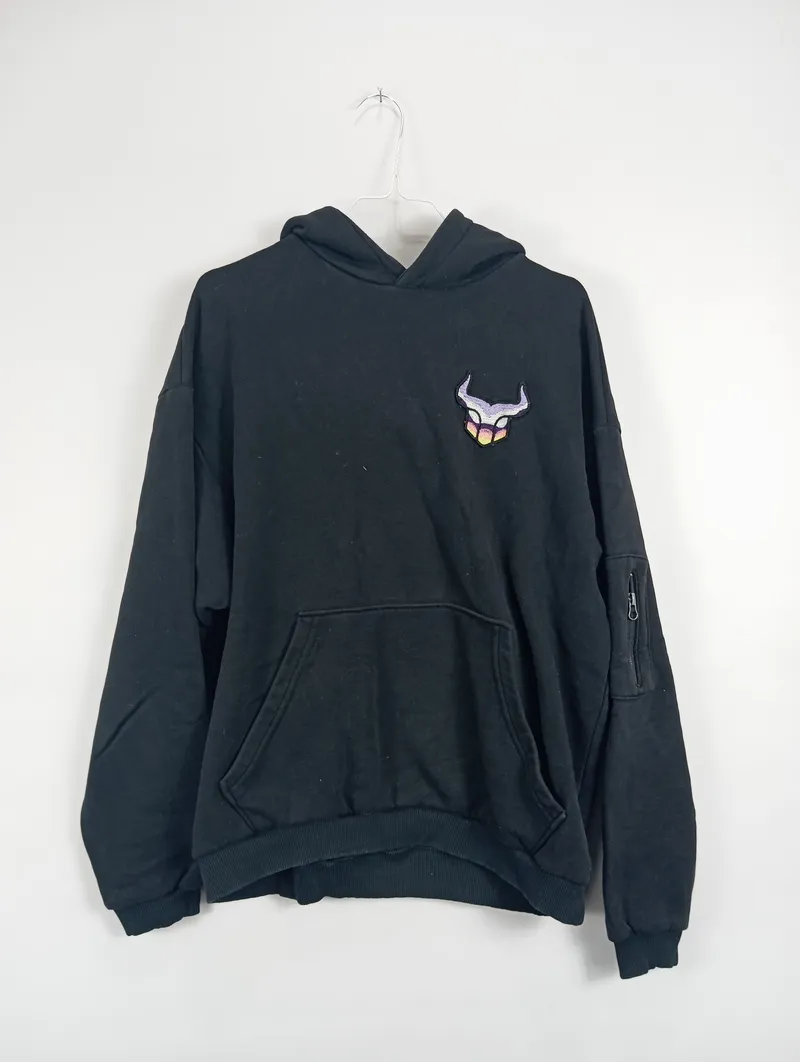 BARBOZA Herren Hoodie Kapuzenpullover Bullenkopf-Logo Schwarz Gr. 50;L 2