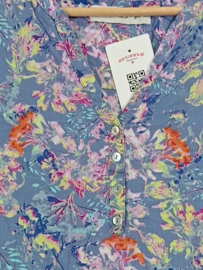 Janet & Joyce Damen Bluse Blumenmuster Gr. 42 Mehrfarbig Casual Viskose