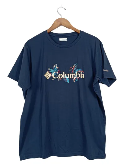 Columbia Herren T-Shirt mit Logo Blau Gr. 52/XL Baumwolle Outdoor