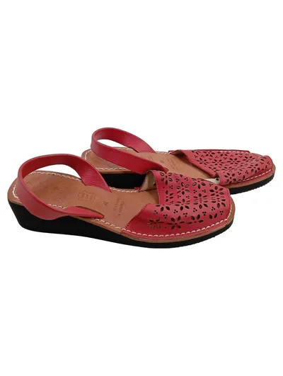 MIBO Avarcas Sandalen Damen Gr. 38 Rot Leder Handgemacht Menorca
