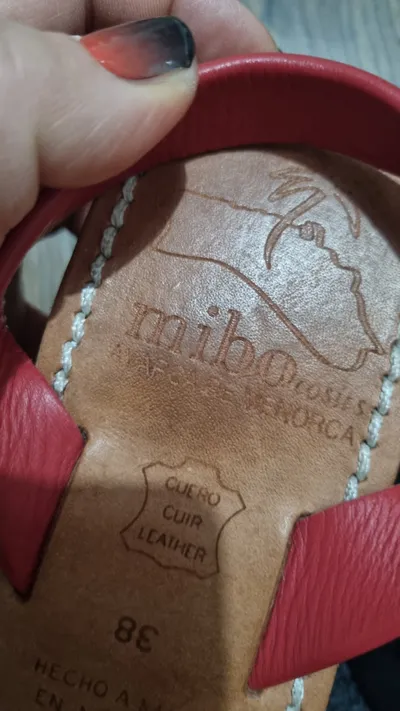 MIBO Avarcas Sandalen Damen Gr. 38 Rot Leder Handgemacht Menorca