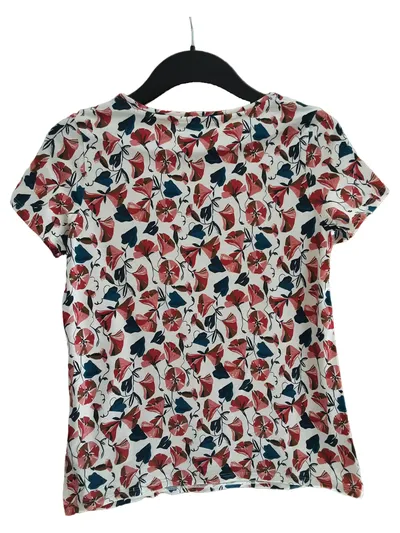 SEASALT CORNWALL Damen T-Shirt Blumenmuster Kurzarm Raffungen Mehrfarbig Gr. S