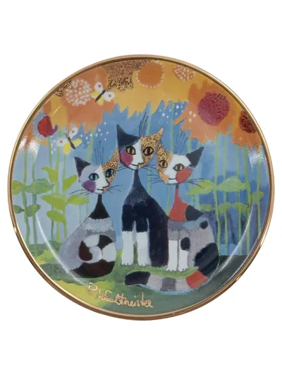 Goebel R. Wachtmeister Sammelteller Katze Sonnenblume Mehrfarbig 9cm
