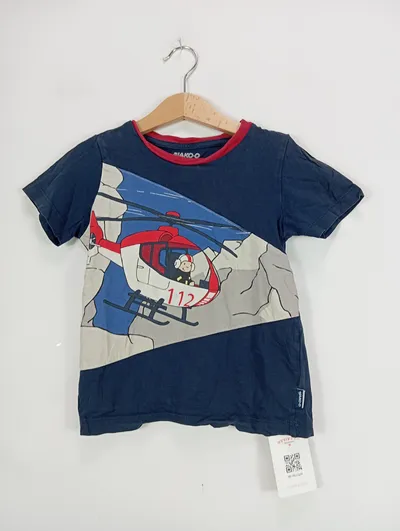 JAKO-O Kinder T-Shirt Hubschrauber Motiv Blau Gr. 104/110 Baumwolle