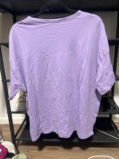 MNG Damen T-Shirt Gr. 38/M Lila Baumwolle