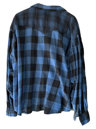Wrangler Herren Freizeithemd Karo Langarm Baumwolle Blau Schwarz XL