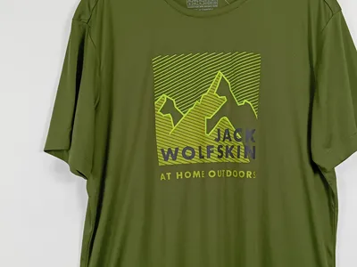 Jack Wolfskin Herren T-Shirt XL Oliv Outdoor Bergmotiv Polyester