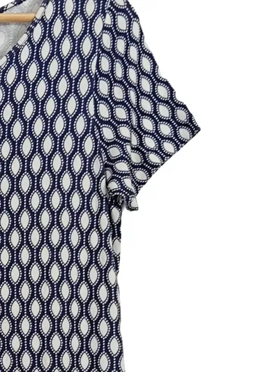 ESTEFANIA Damen Businesskleid Kurzarm Blau Gr. 36/S Grafisches Muster