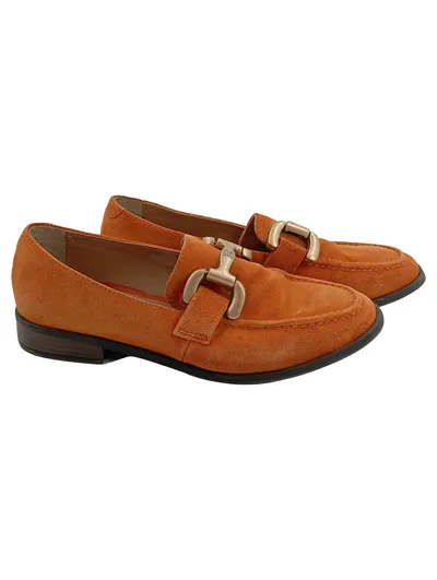 Bagatt Damen Slipper Loafer Gr. 38 Orange Wildleder Klassisch