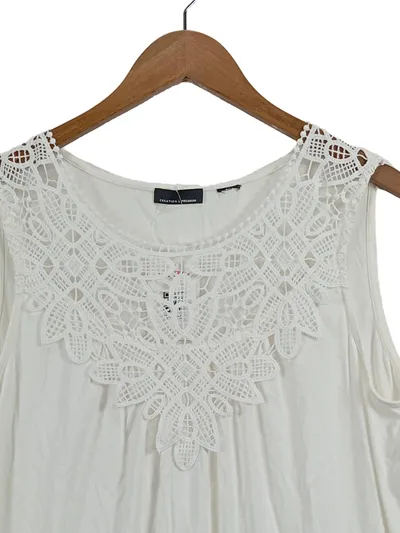 CREATION L PREMIUM Damen T-Shirt Gr. 40/L Weiß Feminin mit Spitze