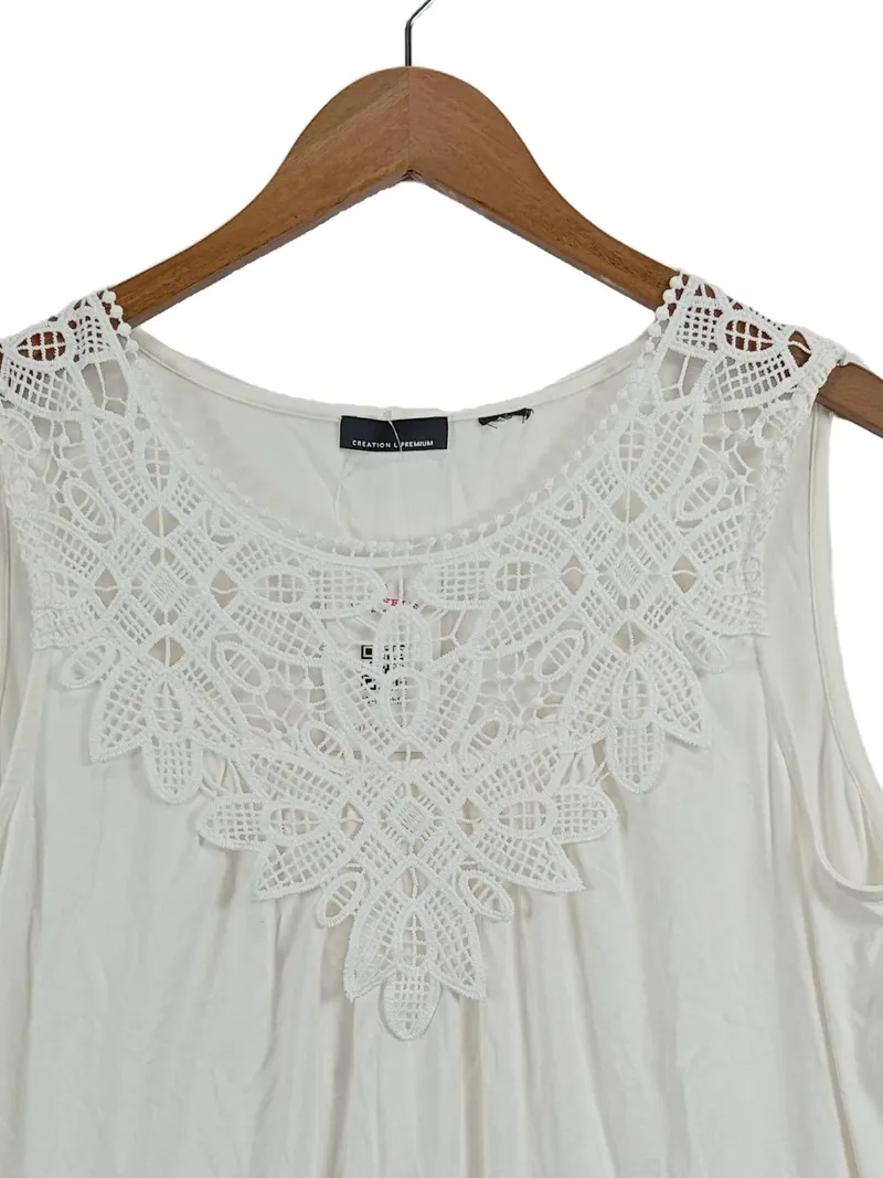 CREATION L PREMIUM Damen T-Shirt Gr. 40/L Weiß Feminin mit Spitze 2