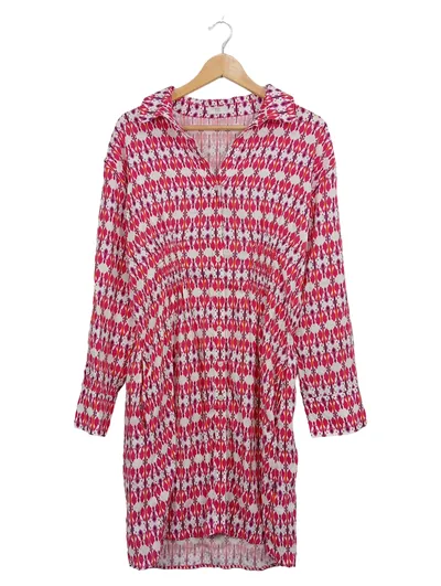 RIANI Damen Sommerkleid Gr. 40 Pink Ethno Leinen Boho Kleid