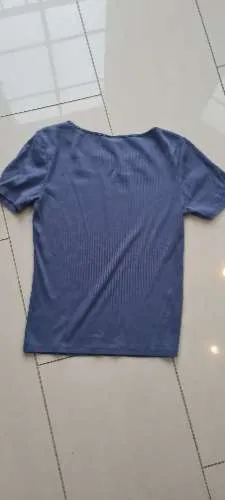 Levi's Damen T-Shirt Blau Gr. S Rippstrick Basic Logo Kurzarm
