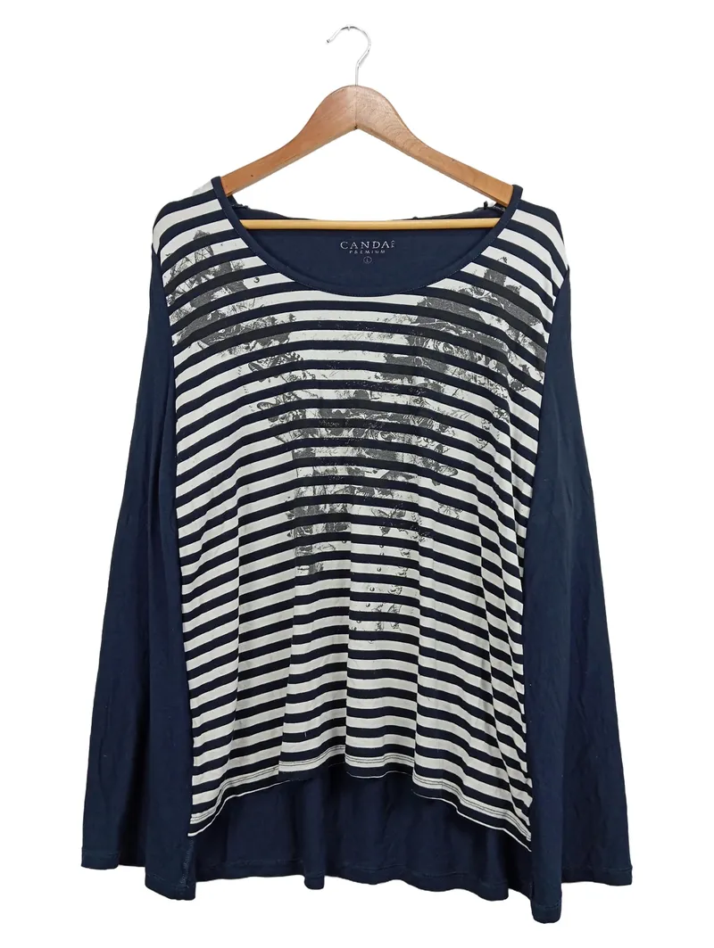 CANDAS Damen Twin Set Shirt Cardigan Mehrfarbig Gestreift Gr. 40/L Casual 1