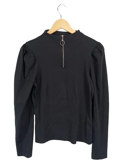 Noisy May Damen Bluse Oberteil Reißverschluss Schwarz Gr. 38;M