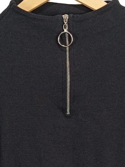Noisy May Damen Bluse Oberteil Reißverschluss Schwarz Gr. 38;M